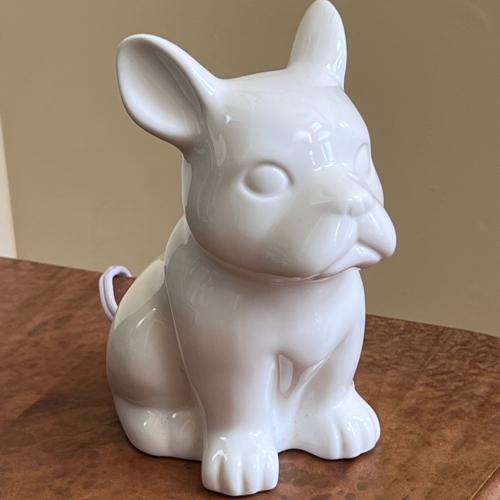 French Bulldog Night Light Lamp White Ceramic 7”